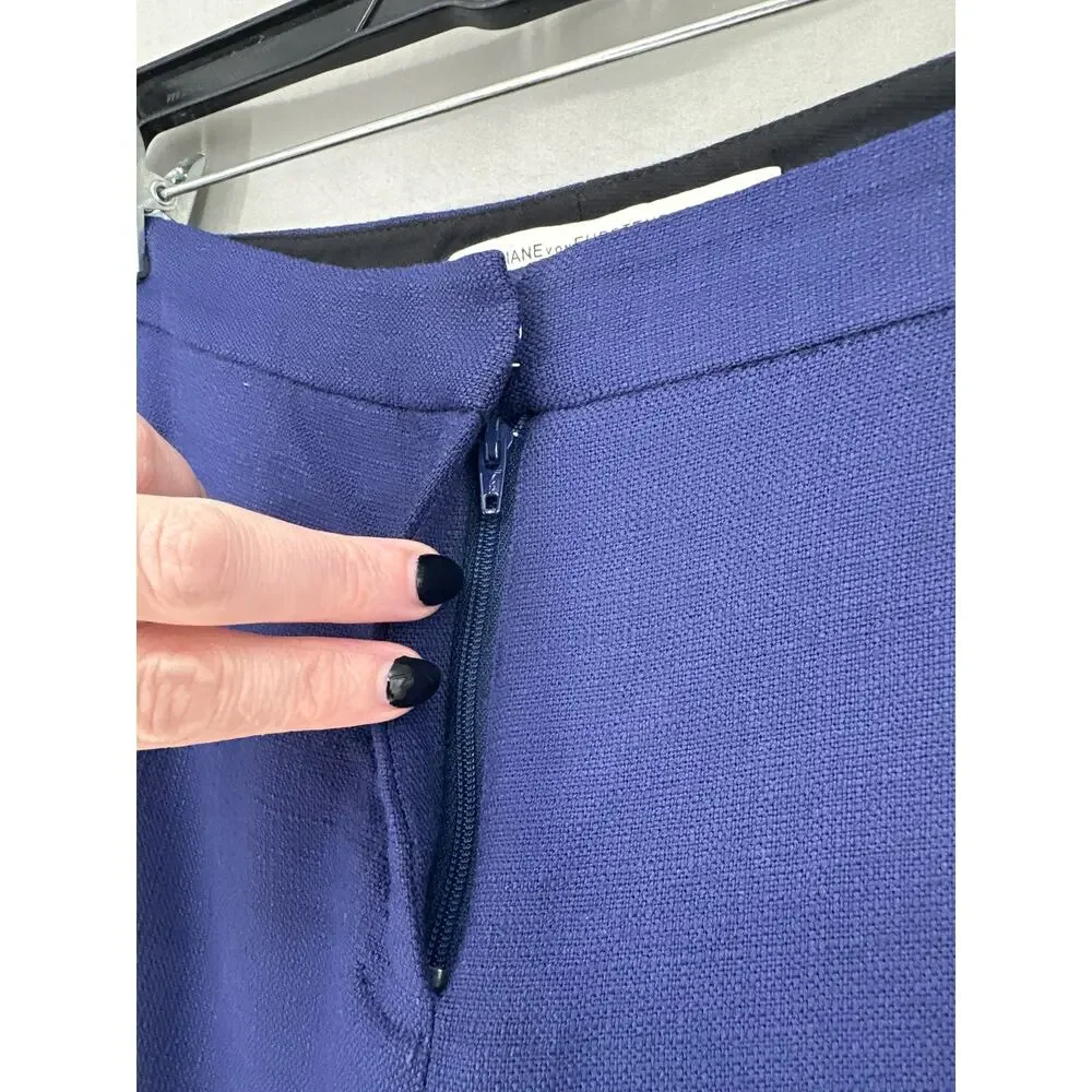 Diane Von Furstenberg Pants Womens 6 Blue Trousers Georgia Mid Rise Crop Stretch